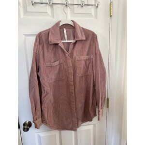 Aritzia Babaton Graydon Corduroy Shirt Jacket Shacket Women M Pink Oversized